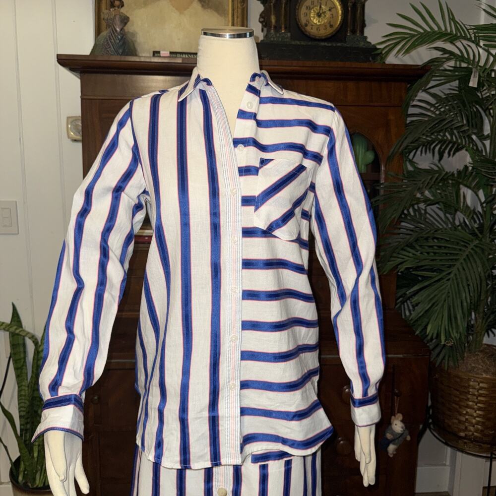Joules Lorena Stripe Shirt and Joules Orielle Linen Midi Skirt co-ord set SZ 6 - Picture 6 of 13